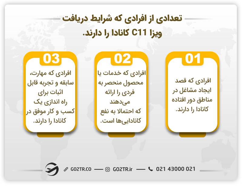 تعدادی از افرادی که شرایط دریافت ویزا c11 کانادا را دارند