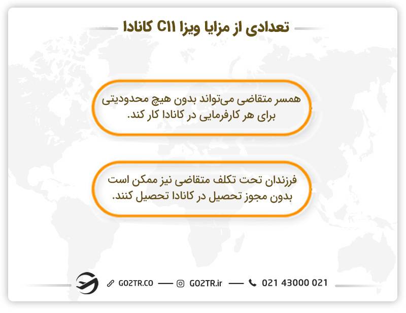تعدادی از مزایا ویزا C11 کانادا 