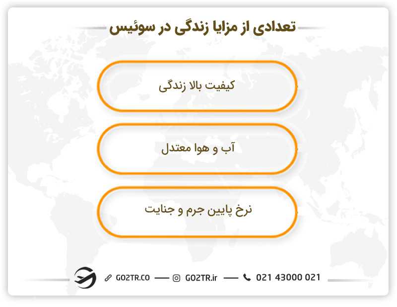 تعدادی از مزایا زندگی در سوئیس