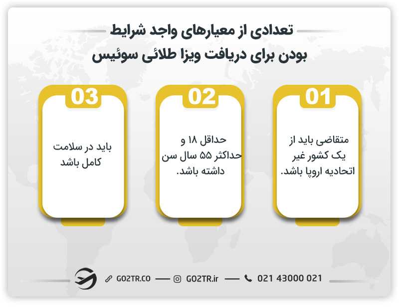 تعدادی از معیارهای واجد شرایط برای دریافت ویزا طلائی سوئیس