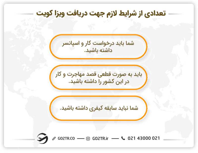 تعدادی از شرایط لازم جهت دریافت ویزا کویت