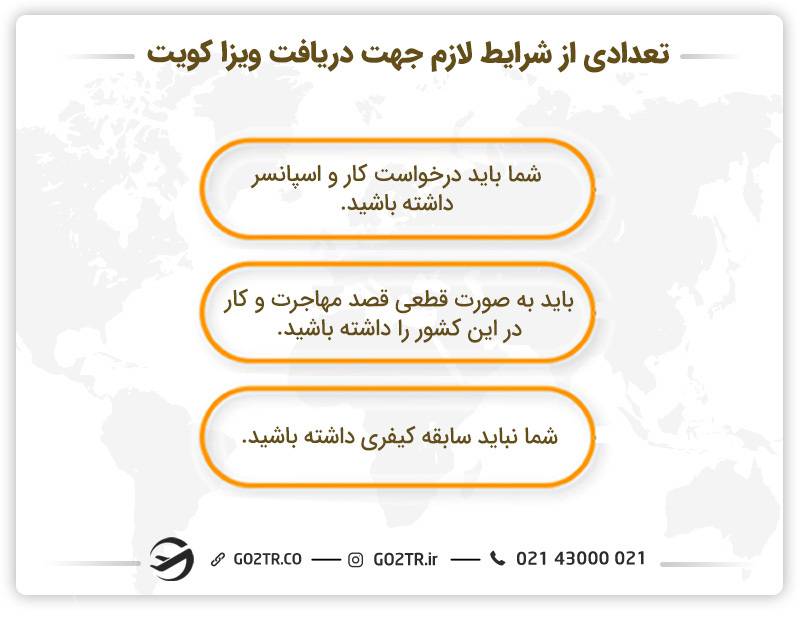 تعدادی از شرایط لازم جهت دریافت ویزا کویت 