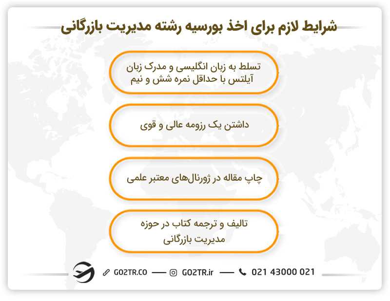 شرایط ضروری برای اخذ بورسیه رشته مدیریت بازرگانی