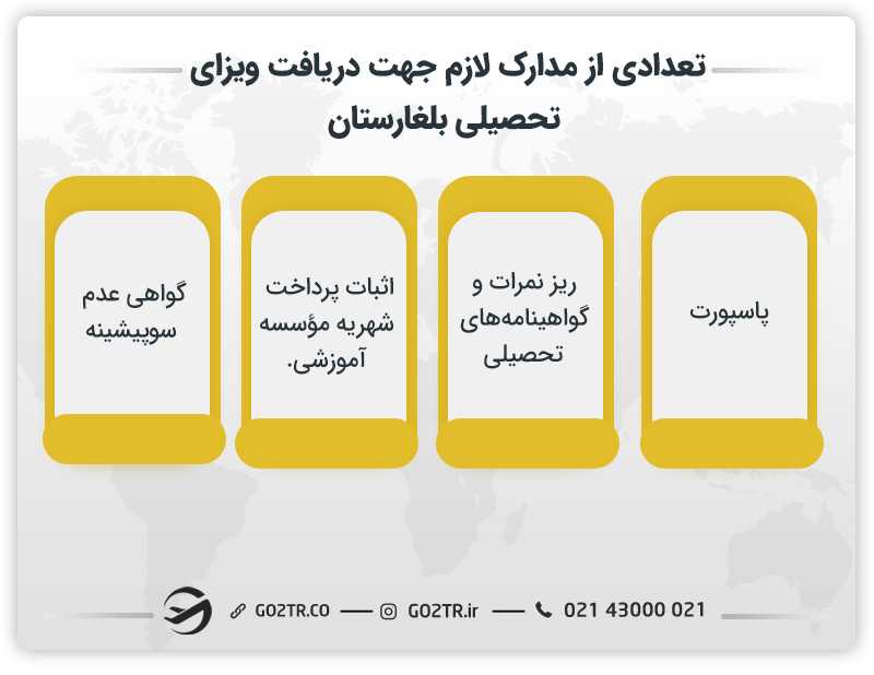 تعدادی از مدارک لازم جهت دریافت ویزای تحصیلی بلغارستان