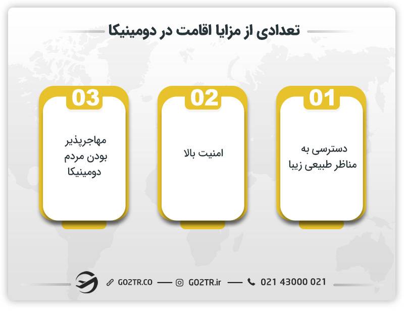تعدادی از مزایا اقامت در دومینیکا 