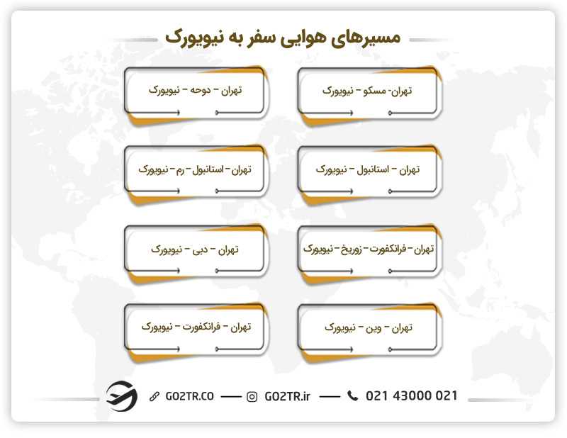 مسیرهای هوایی سفر به نیویورک