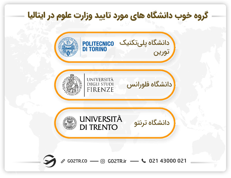 دانشگاه های مورد تایید وزارت علوم در ایتالیا گروه خوب