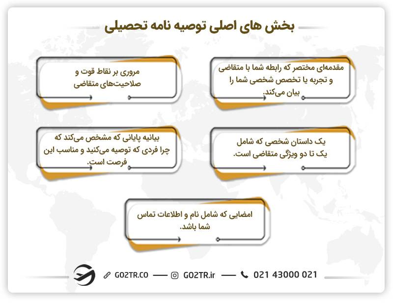 بخشهای اصلی توصیه نامه
