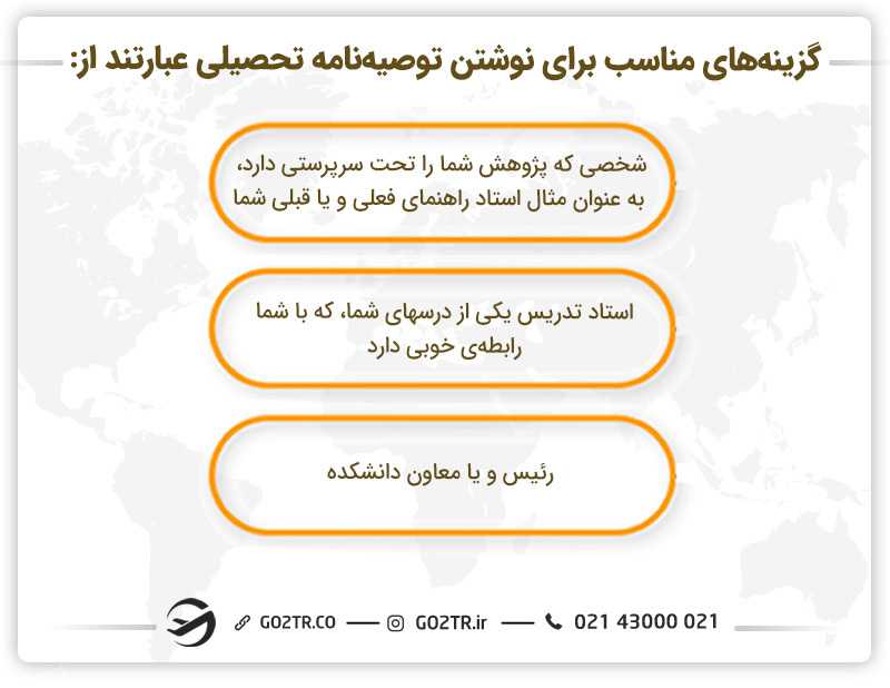 گزینههای مناسب برای نوشتن توصیهنامه تحصیلی