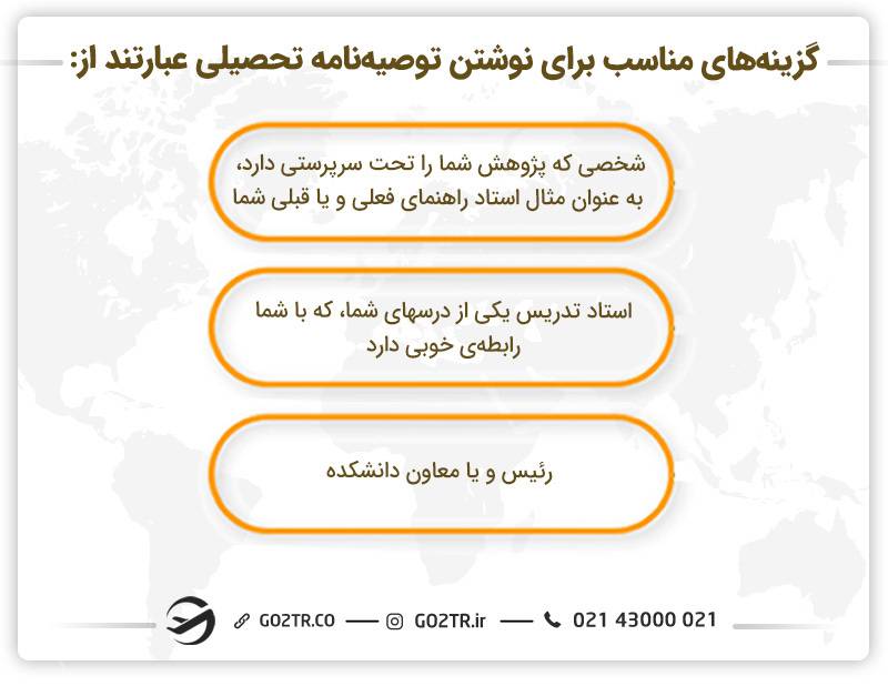 گزینههای مناسب برای نوشتن توصیهنامه تحصیلی