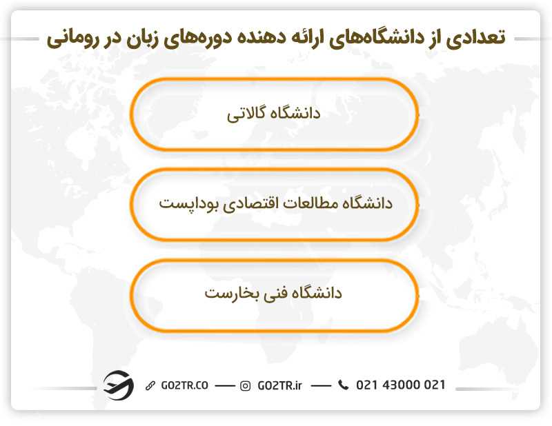 تعدادی از دانشگاههای ارائه دهنده دورههای زبان در رومانی