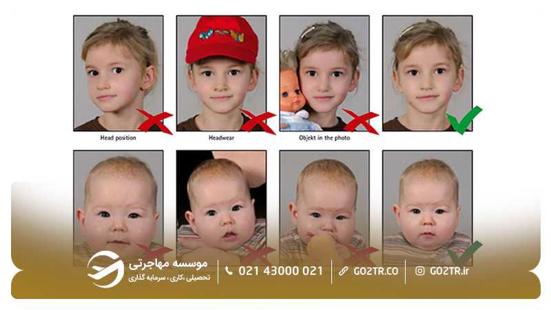 نمونه صحیح عکس بیومتریک نوزادان و کودکان