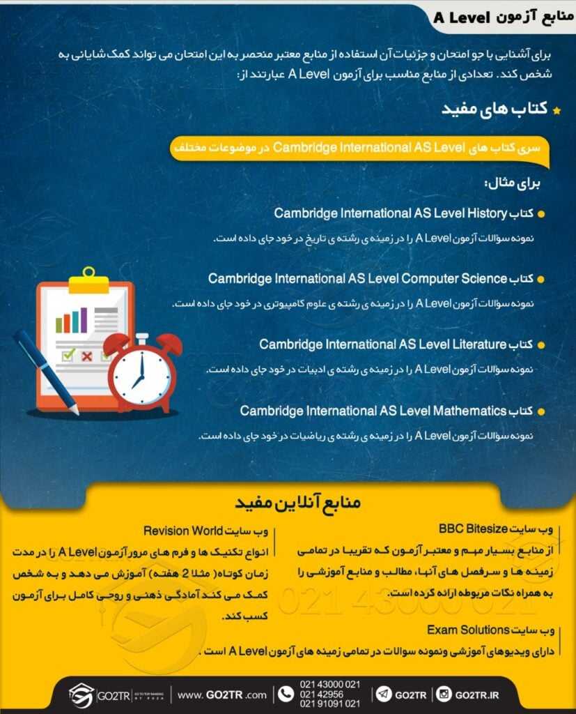 منابع آزمون A Level