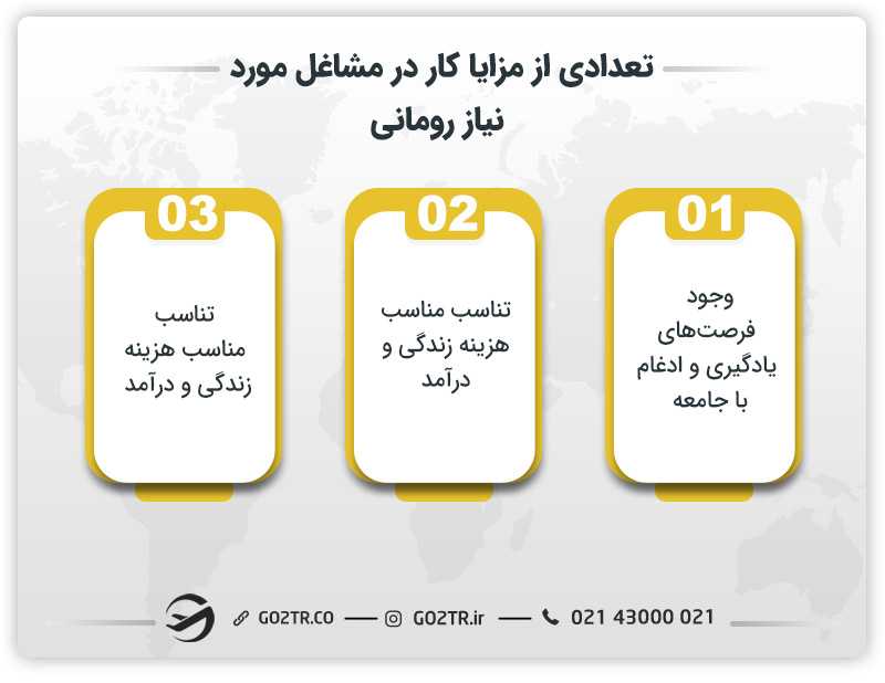 تعدادی از مزایا کار در مشاغل مورد نیاز در رومانی