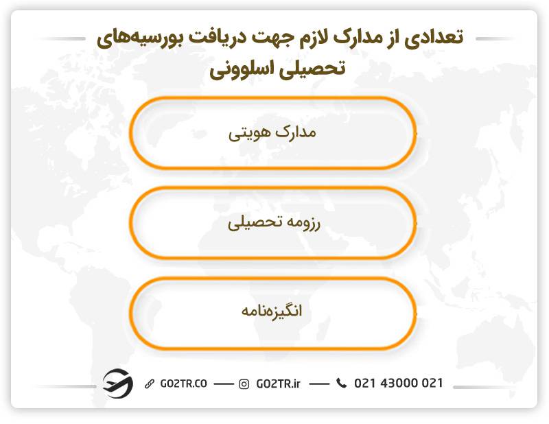 تعدادی از مدارک لازم جهت دریافت بورسیه‌های تحصیلی اسلوونی