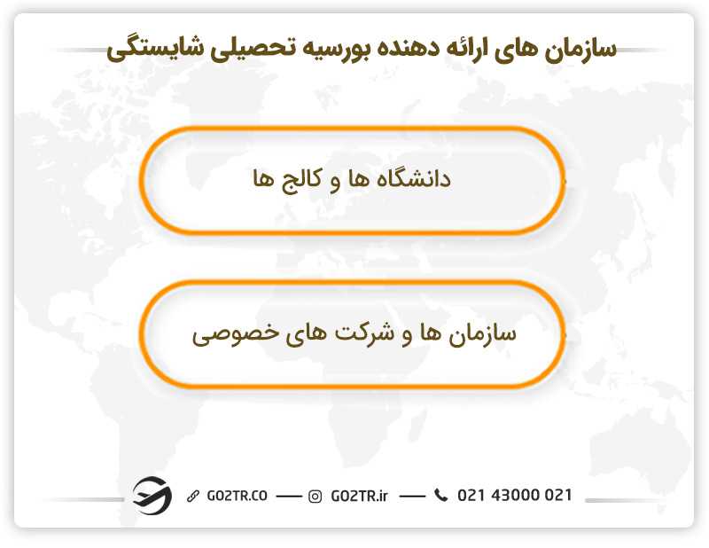 سازمان های ارائه دهنده بورسیه تحصیلی شایستگی