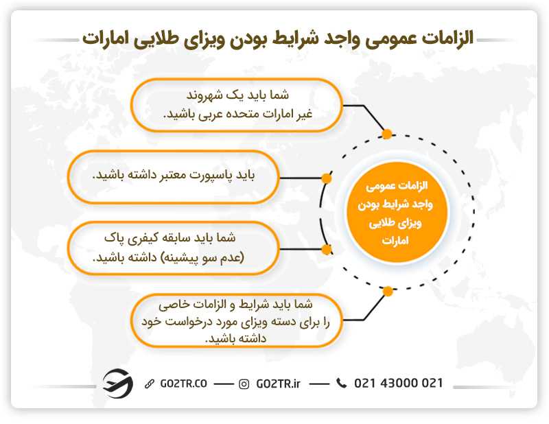 الزامات عمومی واجد شرایط بودن ویزای طلایی امارات