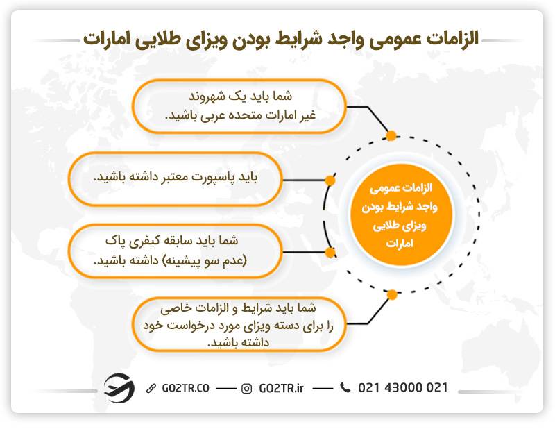 الزامات عمومی واجد شرایط بودن ویزای طلایی امارات