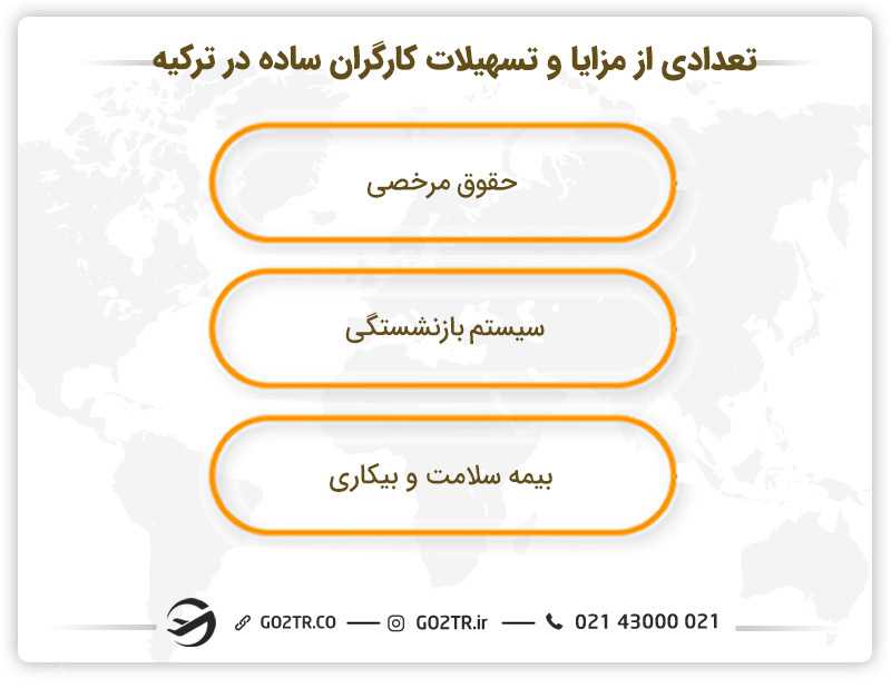 تعدادی از مزایا و تسهیلات کارگران ساده در ترکیه