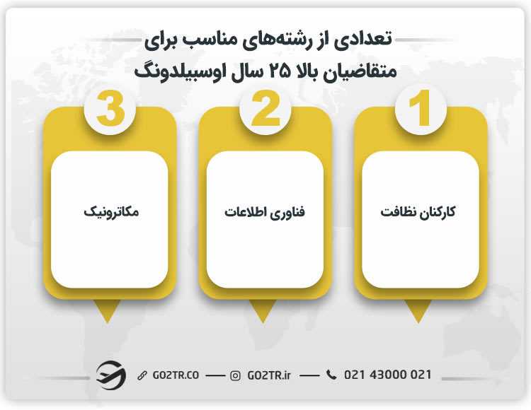 تعدادی از رشته های مناسب برای متقاضیان بالا ۲۵ سال اوسبیلدونگ