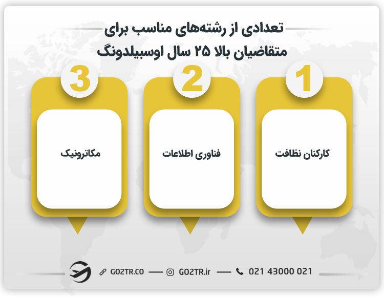 تعدادی از رشته های مناسب برای متقاضیان بالا ۲۵ سال اوسبیلدونگ
