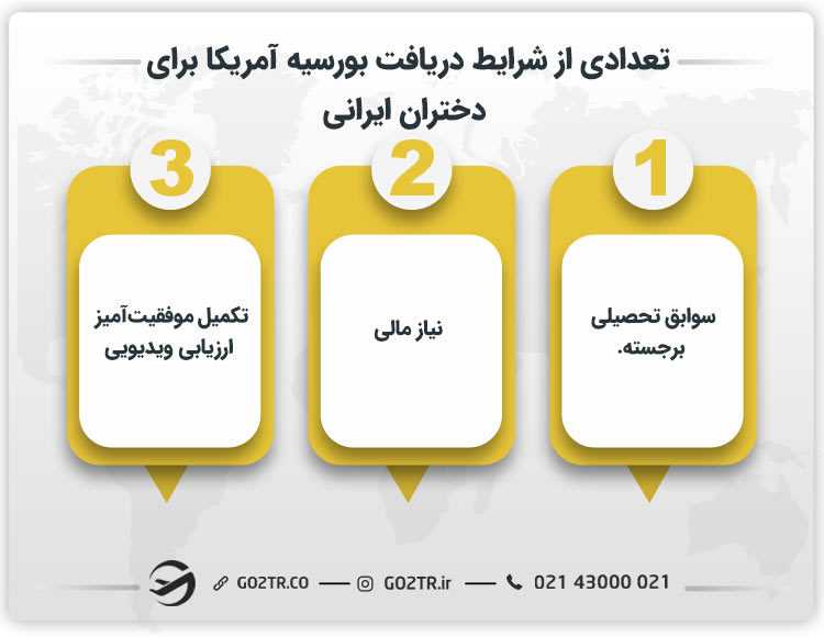 تعدادی از شرایط دریافت بورسیه آمریکا برای دختران ایرانی
