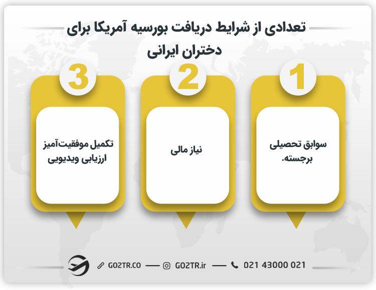 تعدادی از شرایط دریافت بورسیه آمریکا برای دختران ایرانی