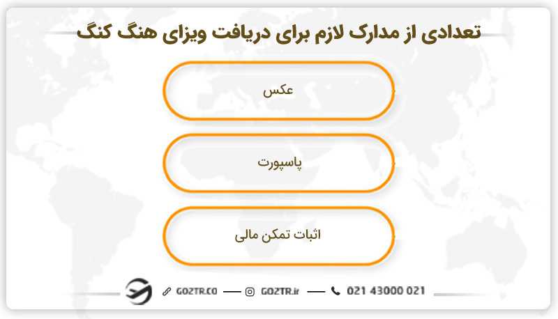 تعدادی از مدارک لازم برای دریافت ویزای هنگ کنگ