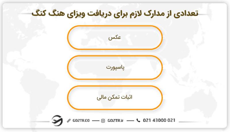تعدادی از مدارک لازم برای دریافت ویزای هنگ کنگ