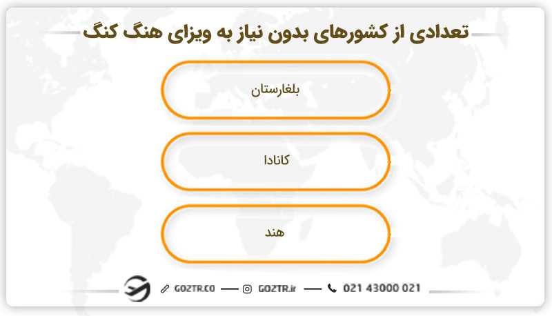 تعدادی از کشورهای بدون نیاز به ویزای هنگ کنگ