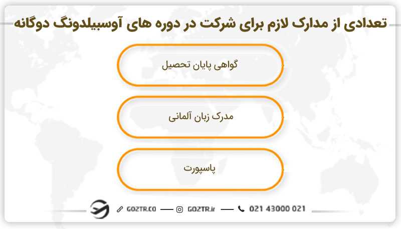 تعدادی از مدارک لازم برای شرکت در دوره های آوسبیلدونگ دوگانه