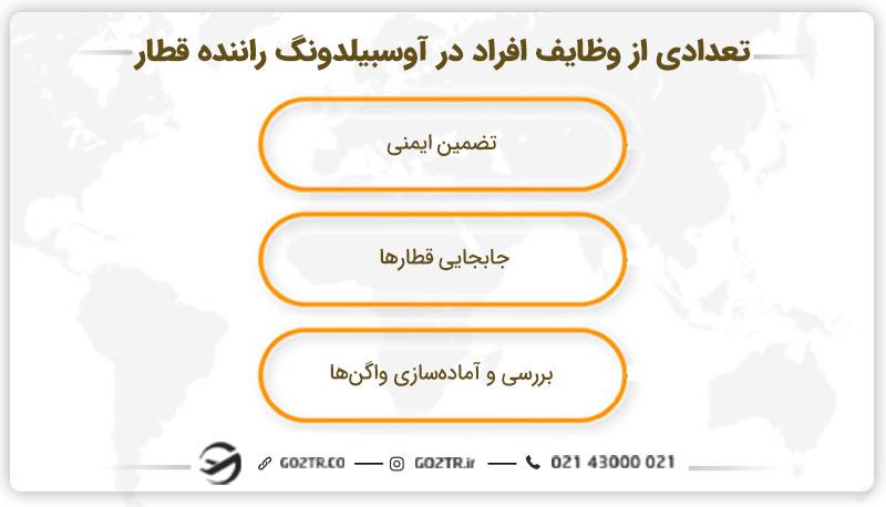 تعدادی از وظایف افراد در آوسبیلدونگ راننده قطار