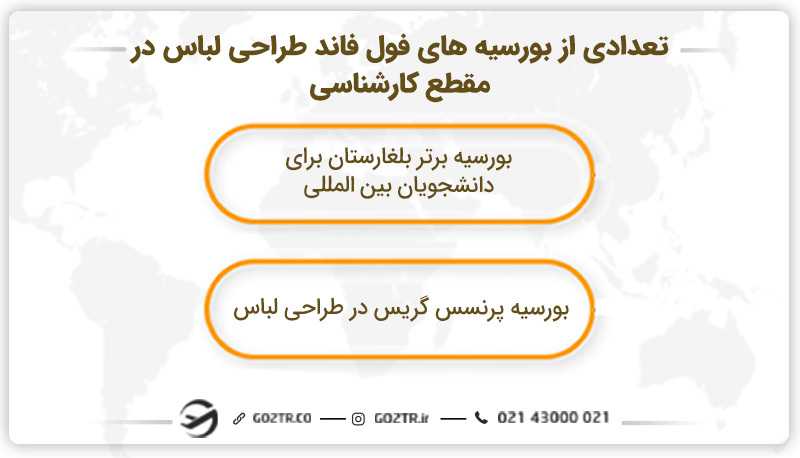 تعدادی از بورسیه های فول فاند طراحی لباس در مقطع کارشناسی