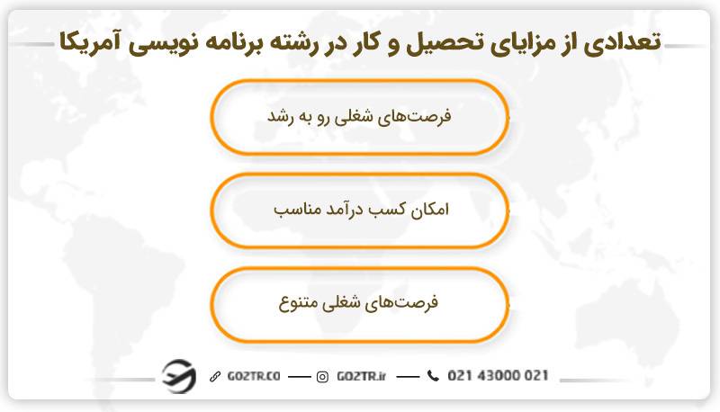 تعدادی از مزایای تحصیل و کار در رشته برنامه نویسی آمریکا