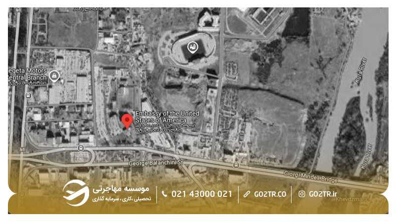 آدرس سفارت آمریکا در گرجستان روی نقشه