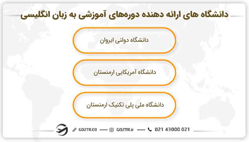 دانشگاه های ارائه دهنده دورههای آموزشی به زبان انگلیسی در ارمنستان