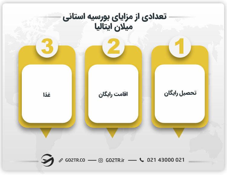 تعدادی از مزایای بورسیه استانی میلان ایتالیا