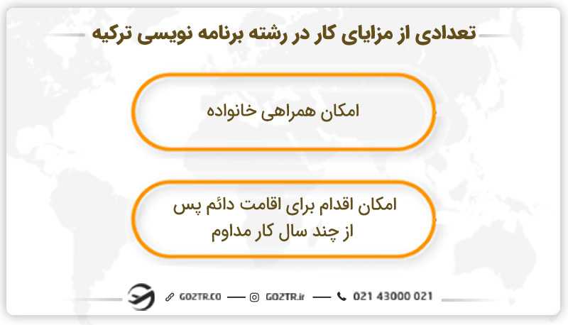 تعدادی از مزایای کار در رشته برنامه نویسی ترکیه