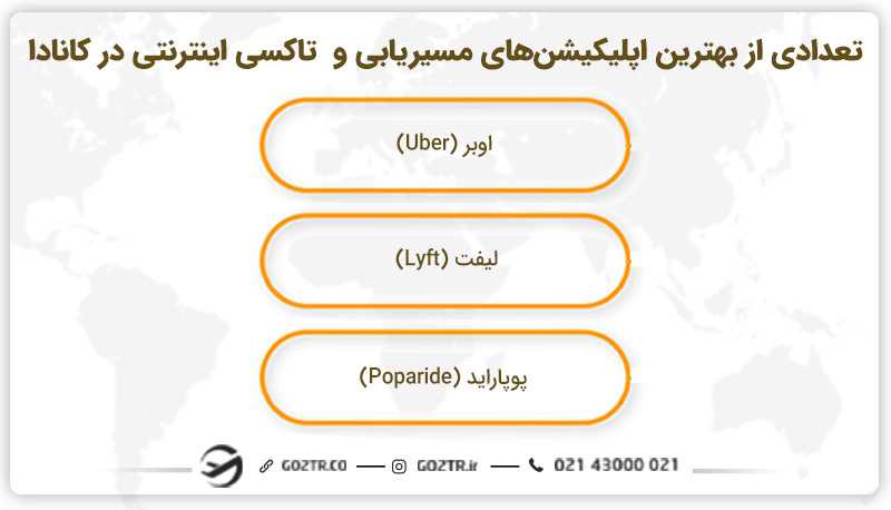 تعدادی از بهترین اپلیکیشنهای مسیریابی و تاکسی اینترنتی در کانادا