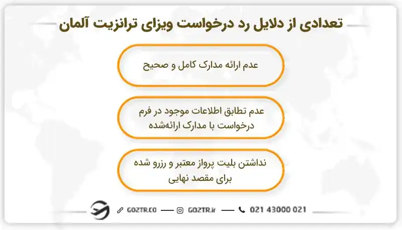 تعدادی از دلایل رد درخواست ویزای ترانزیت آلمان