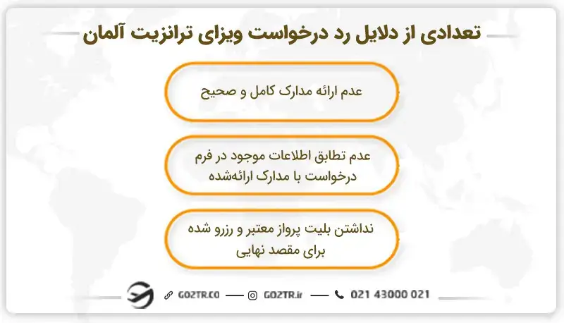 تعدادی از دلایل رد درخواست ویزای ترانزیت آلمان