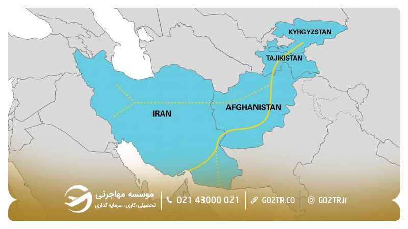 نقشه سفر زمینی از ایران به تاجیکستان