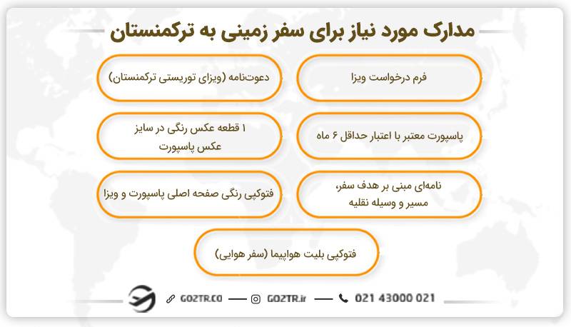 مدارک مورد نیاز برای سفر زمینی به ترکمنستان