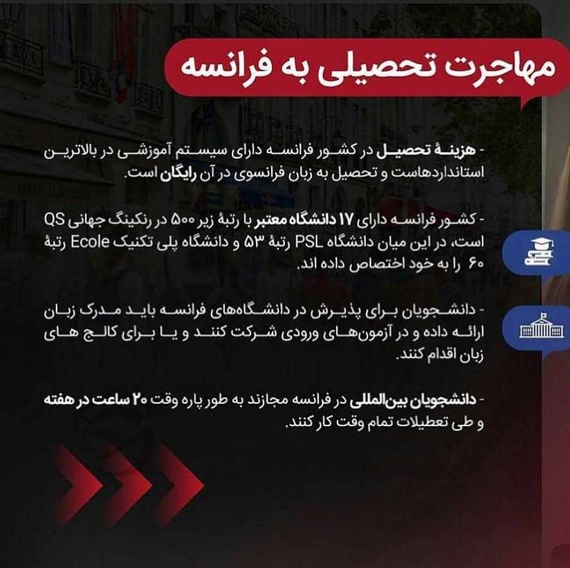 فرانسه مقصد محبوب تحصیل و سرمایه‌گذاری مهاجران زیادیه ‌... . • اما از جمله کش