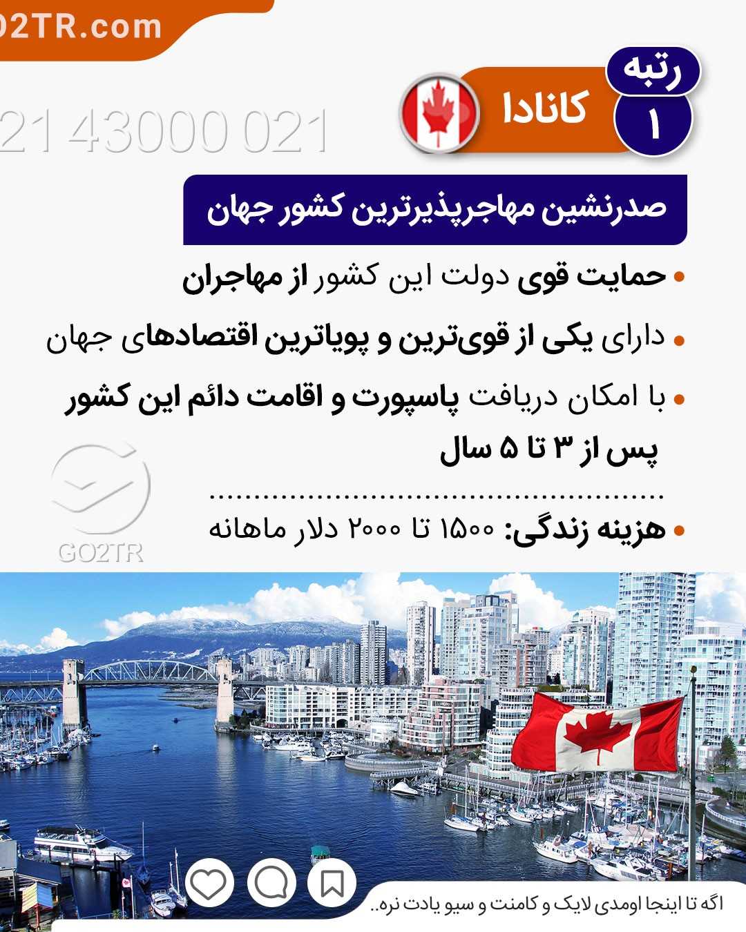 بنظرت مهاجرا کدوم کشورارو بیشتر دوست دارن؟!🤩 . • ✅این ۸ کشور شرایط خوبی برای