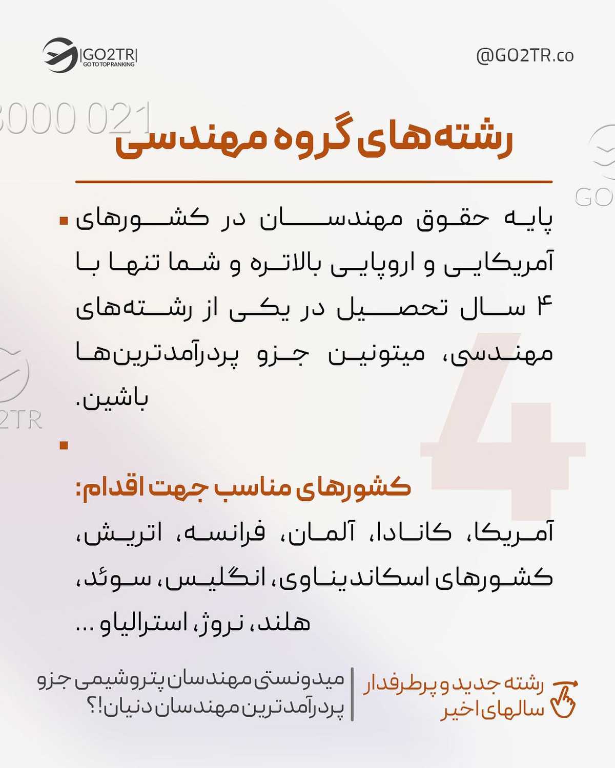 انتخاب تو کدوم رشته و کدوم کشوره؟!🤩 . • ✅هر کشوری به نیروهای متخصص تو زمینه ه