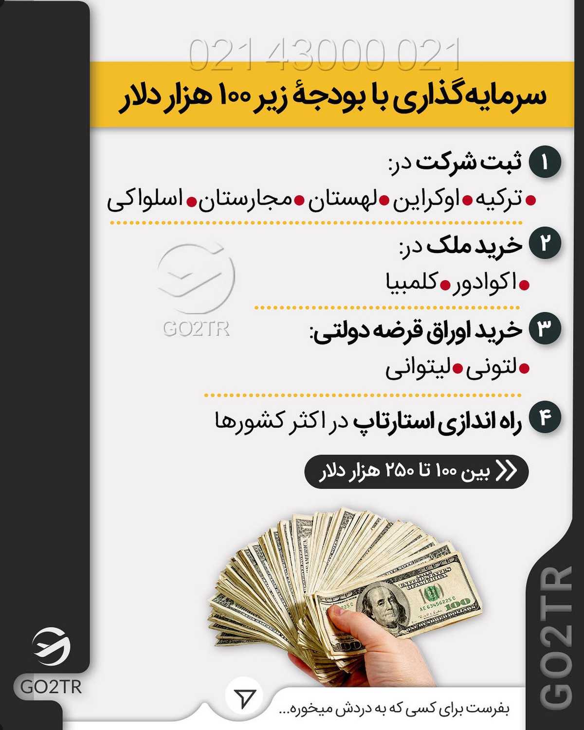 با کمتر از صدهزار دلار هم میشه سرمایه گذاری کرد🤩 . • ✔️آسونترین روش برای