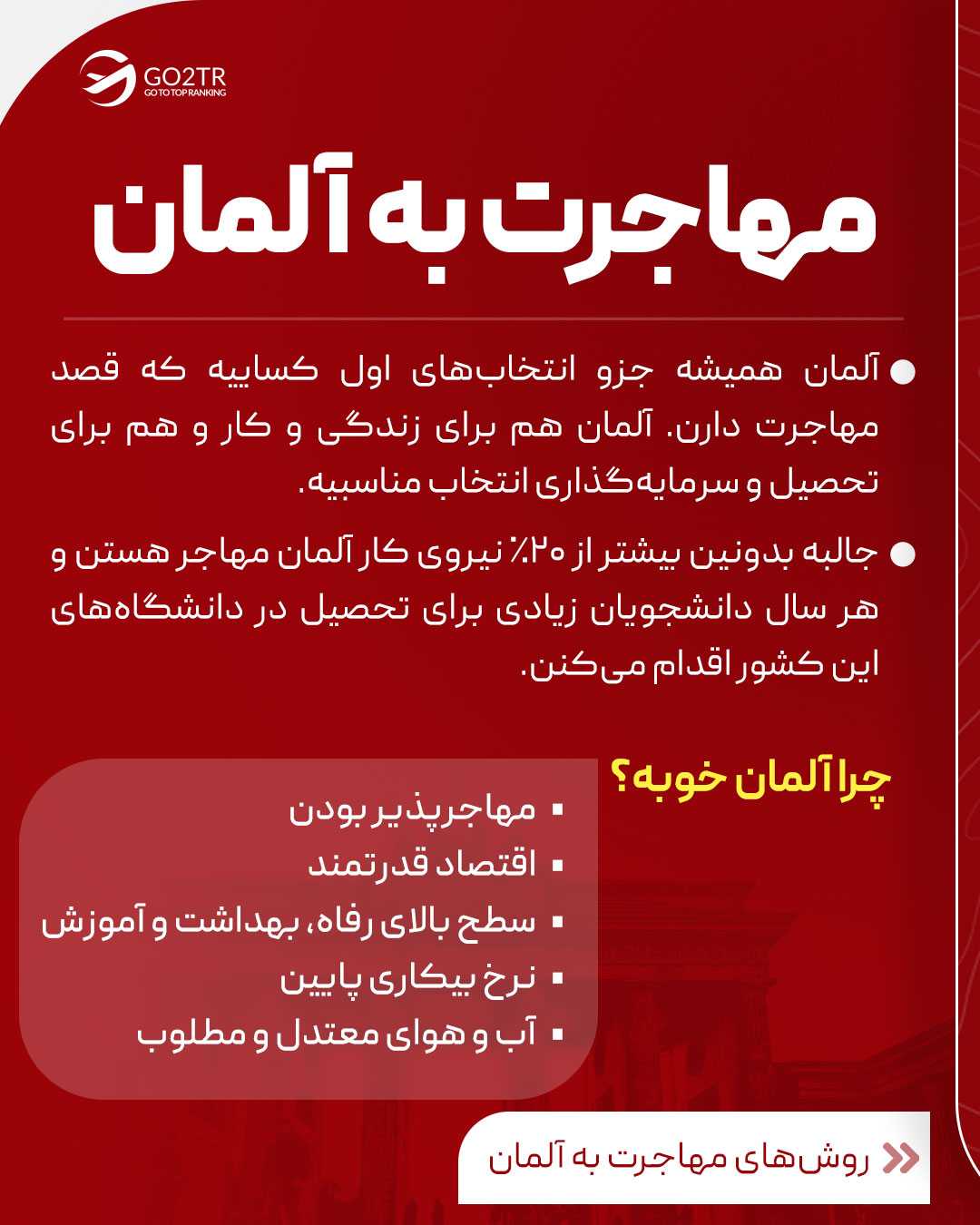 بهم بگو آلمان چرا مقصد پرطرفدار همه شد تا بگم اون ویژگی رو کدوم کشورای دیگه هم