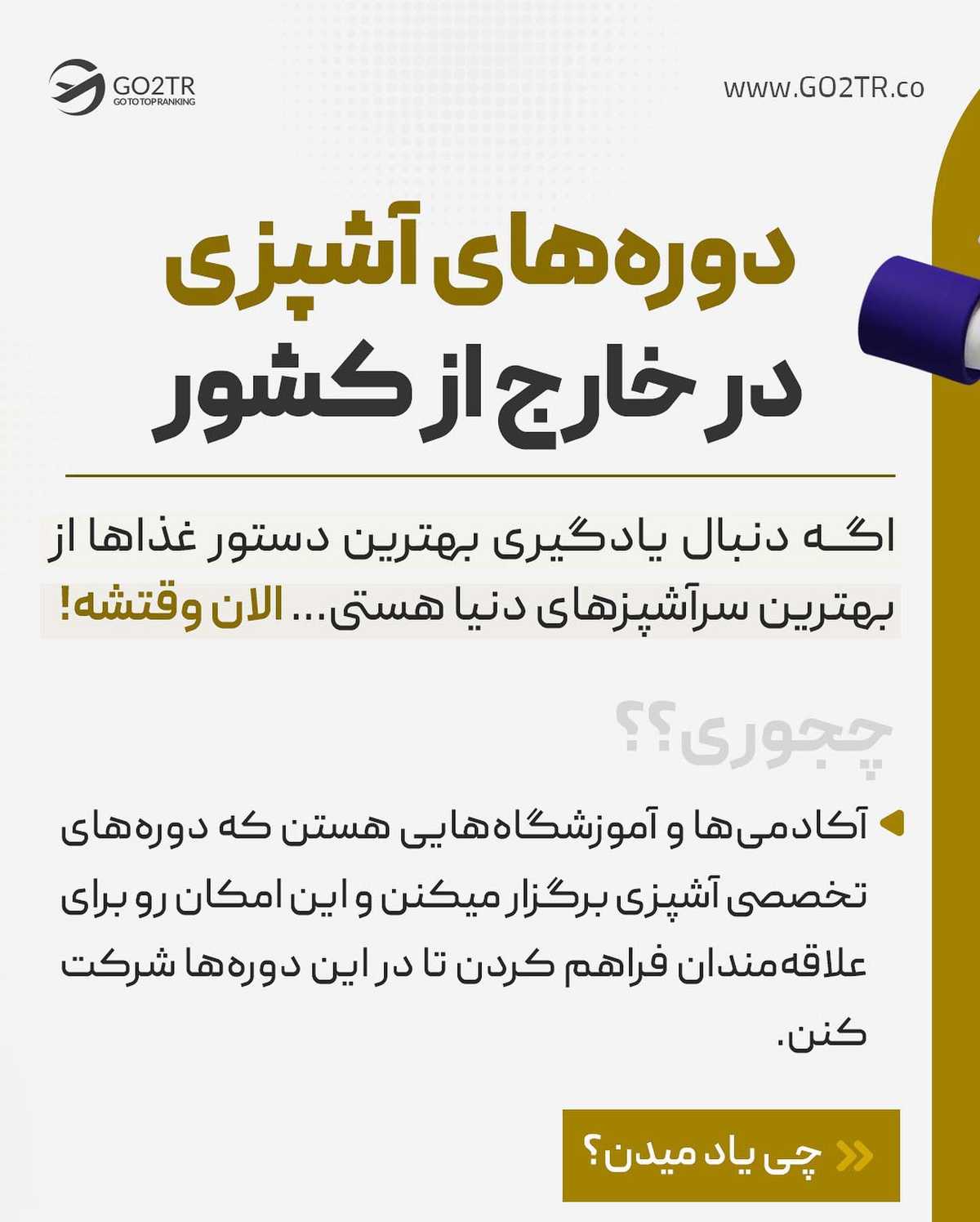دیگه وقتشه از بهترین سرآشپزهای دنیا، آشپزی یاد بگیری 🤩 . . ✅بسیاری از کشورها