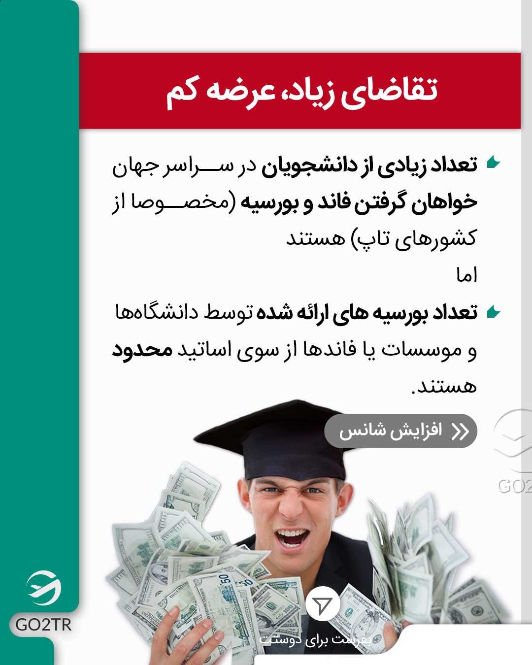 با وجود فاند و بورسیه دیگه نگران هزینه های مهاجرت نباش! 🤩 . . ✅شما با داشتن شر